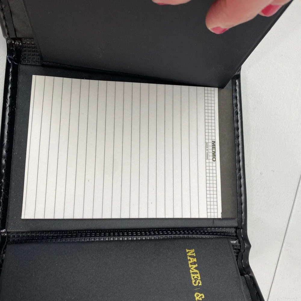 Vintage Trifold Pocket Organizer Unisex Black Gold Retro Office MCM Office Book